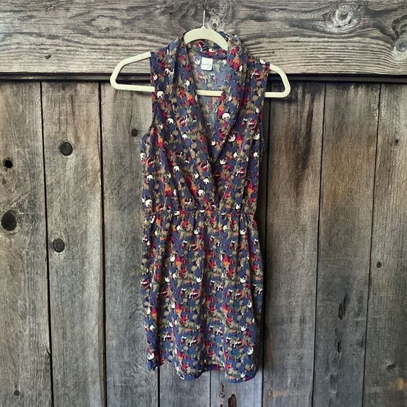 Audrey Elephant Print Sleeveless Short Mini Dress / Shirt - Picture 1 of 12